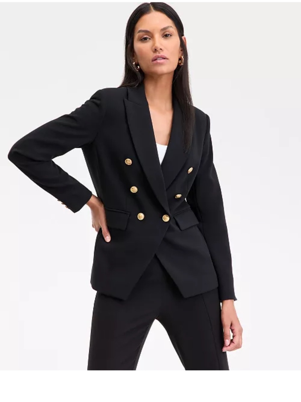 Black Double-Breasted Blazer with Gold Buttons